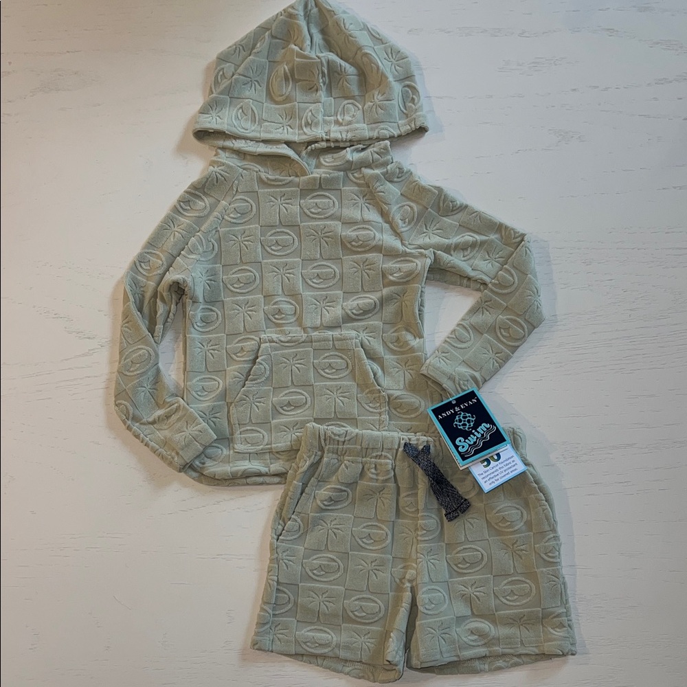 Andy & Evan Beach Icons Terry Swim Cover Up Hoodie Shorts Set 2T 3T 4T 5